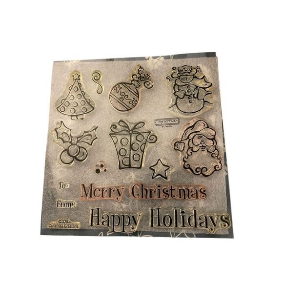 Close to My Heart My Acrylix Happy Holidays Christmas Stamps Set - Picture 1 of 9